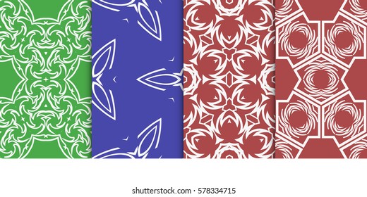set of Seamless decorative geometric floral pattern. vector illustration. For interior design, wallpaper, decoration print, fill pages, fabric, decor, print