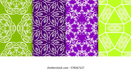 set of Seamless decorative geometric floral pattern. vector illustration. For interior design, wallpaper, decoration print, fill pages, fabric, decor, print