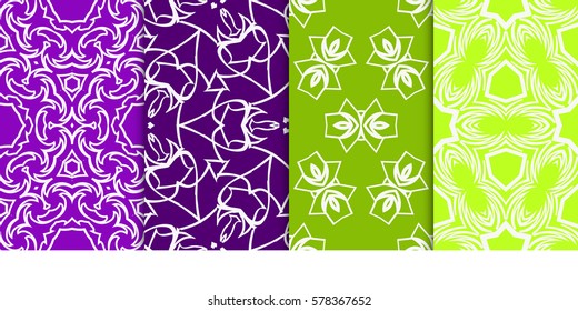 set of Seamless decorative geometric floral pattern. vector illustration. For interior design, wallpaper, decoration print, fill pages, fabric, decor, print