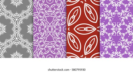 set of Seamless decorative geometric floral pattern. vector illustration.