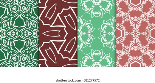 set of Seamless decorative geometric floral pattern. vector illustration. For interior design, wallpaper, decoration print, fill pages, fabric, decor, print