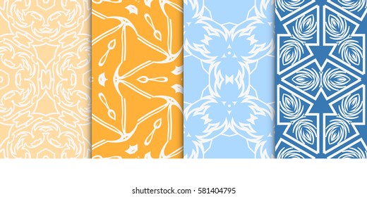 set of Seamless decorative geometric floral pattern. vector illustration. For interior design, wallpaper, decoration print, fill pages, fabric, decor, print