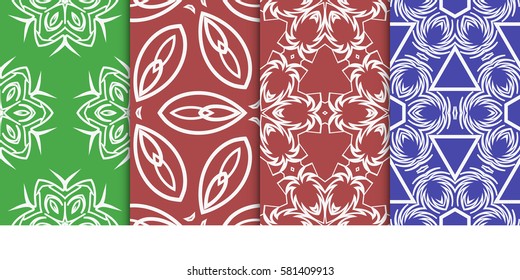 set of Seamless decorative geometric floral pattern. vector illustration. For interior design, wallpaper, decoration print, fill pages, fabric, decor, print
