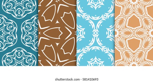 set of Seamless decorative geometric floral pattern. vector illustration. For interior design, wallpaper, decoration print, fill pages, fabric, decor, print