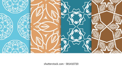 set of Seamless decorative geometric floral pattern. vector illustration. For interior design, wallpaper, decoration print, fill pages, fabric, decor, print