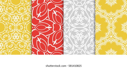 set of Seamless decorative geometric floral pattern. vector illustration. For interior design, wallpaper, decoration print, fill pages, fabric, decor, print