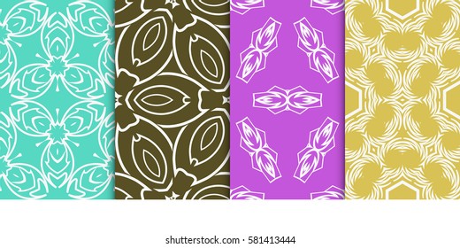 set of Seamless decorative geometric floral pattern. vector illustration. For interior design, wallpaper, decoration print, fill pages, fabric, decor, print