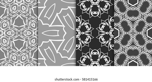 set of Seamless decorative geometric floral pattern. vector illustration. For interior design, wallpaper, decoration print, fill pages, fabric, decor, print