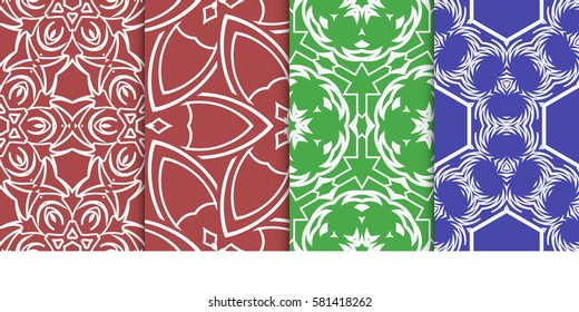 set of Seamless decorative geometric floral pattern. vector illustration. For interior design, wallpaper, decoration print, fill pages, fabric, decor, print