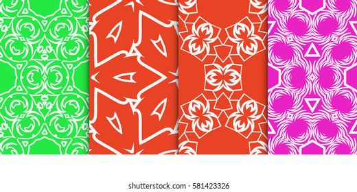 set of Seamless decorative geometric floral pattern. vector illustration. For interior design, wallpaper, decoration print, fill pages, fabric, decor, print