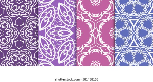 set of Seamless decorative geometric floral pattern. vector illustration. For interior design, wallpaper, decoration print, fill pages, fabric, decor, print