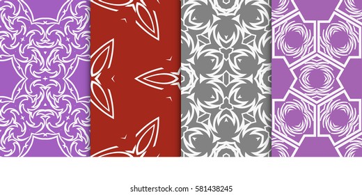 set of Seamless decorative geometric floral pattern. vector illustration. For interior design, wallpaper, decoration print, fill pages, fabric, decor, print