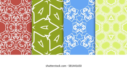 set of Seamless decorative geometric floral pattern. vector illustration. For interior design, wallpaper, decoration print, fill pages, fabric, decor, print