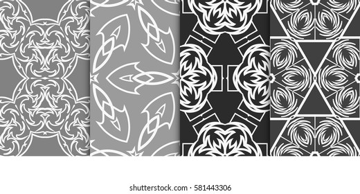 set of Seamless decorative geometric floral pattern. vector illustration. For interior design, wallpaper, decoration print, fill pages, fabric, decor, print