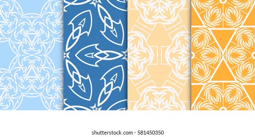 set of Seamless decorative geometric floral pattern. vector illustration. For interior design, wallpaper, decoration print, fill pages, fabric, decor, print