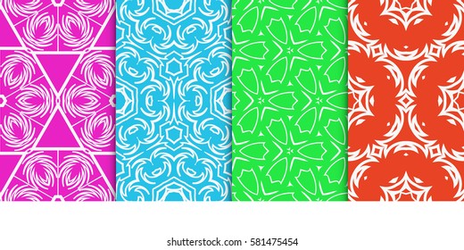 set of Seamless decorative geometric floral pattern. vector illustration.