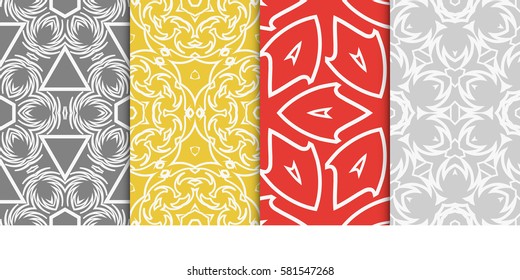 set of Seamless decorative geometric floral pattern. vector illustration.