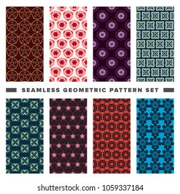 Set of seamless decorative geometric shapes pattern