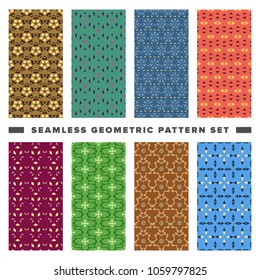 Set of seamless decorative geometric shapes pattern