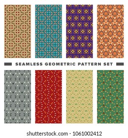 Set of seamless decorative geometric shapes pattern