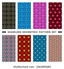 Set of seamless decorative geometric shapes pattern
