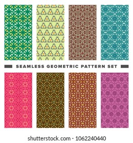 Set of seamless decorative geometric shapes pattern