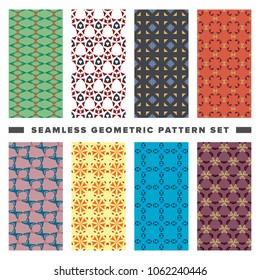 Set of seamless decorative geometric shapes pattern