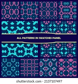 Set of seamless decorative geometric shapes pattern.for wallpaper print, linen fabric. Ethnic textile graphic.