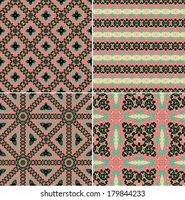 Set of seamless decorative oriental vector patterns
