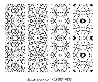 Set seamless decorative pattern, vector. Stylish black texture. 