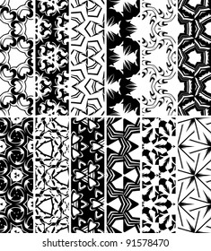 Set seamless decorative pattern, vector