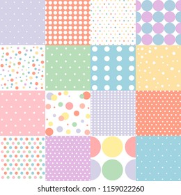 Conjunto de puntos sin costura en colores pastel