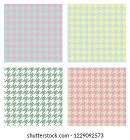 Set of seamless duotone textile patterns. Chekered ornament houndstooth, hounds tooth check, hound's tooth, dogstooth, dogtooth, dog's tooth or pied-de-poule