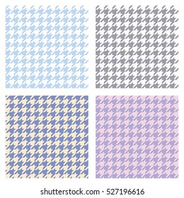 Set of seamless duotone textile patterns. Ornament houndstooth, hounds tooth check, hound's tooth, dogstooth, dogtooth, dog's tooth or pied-de-poule.