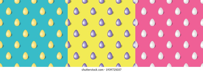 A set of seamless Easter egg patterns.