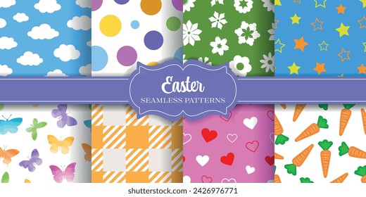 set of seamless easter patterns. collection of easter textures