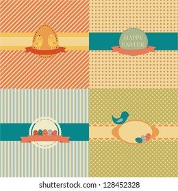 Set of seamless Easter patterns with labels