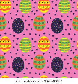 A set of seamless egg patterns with a pattern, Easter, vector graphics 1000x1000 pixels.