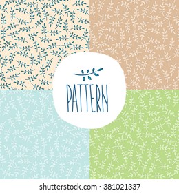 Set of seamless endless patterns with twigs or sprigs - Spring is coming concept. Vector illustration