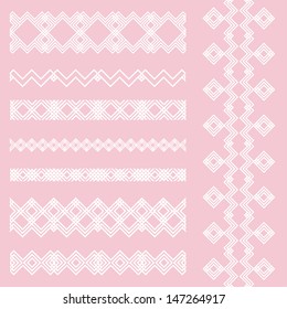 Set of seamless ethnic borders. Vector ornaments.