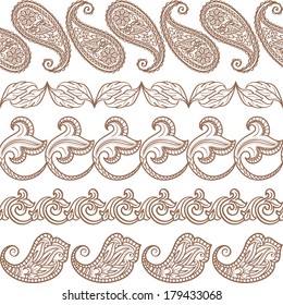 Set of seamless ethnic elements. Vector illustration.