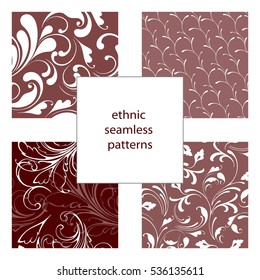 Set of seamless ethnic patterns. The line drawings. Trends of this summer.