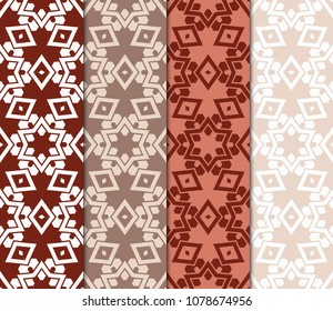 Set of seamless fantasy vector patterns. Geometric floral pattern of lines and shapes. Modern design for backgrounds, wallpaper, invitations.