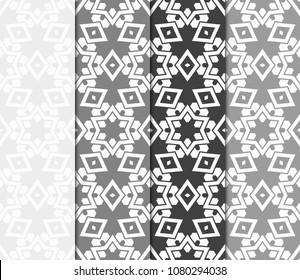 Set of seamless fantasy vector patterns. Geometric floral pattern of lines and shapes. Modern design for backgrounds, wallpaper, invitations.