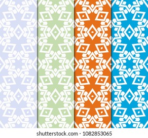 Set of seamless fantasy vector patterns. Geometric floral pattern of lines and shapes. Modern design for backgrounds, wallpaper, invitations.