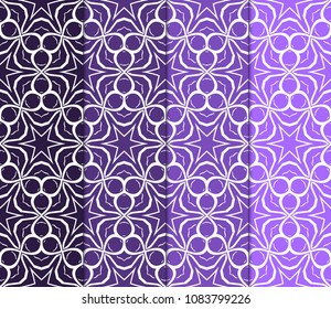 Set of seamless fantasy vector patterns. Geometric floral pattern of lines and shapes. Modern design for backgrounds, wallpaper, invitations.