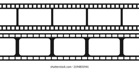 Set of seamless film strips. Tape of movie template on white background. Vector illustration