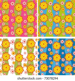 Set of seamless floral abstract background . Vector illustration.