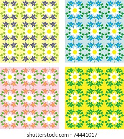 Set of seamless floral abstract background . Vector illustration.