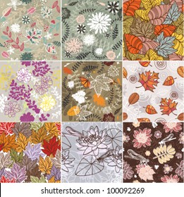 set of seamless floral background